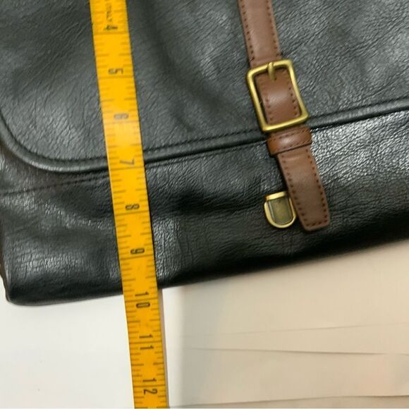 Fossil Black Leather Evan Commuter Satchel Messenger Bag New - Picture 12 of 14